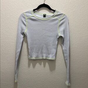 Wild Fable White and Neon Green Long Sleeve Top